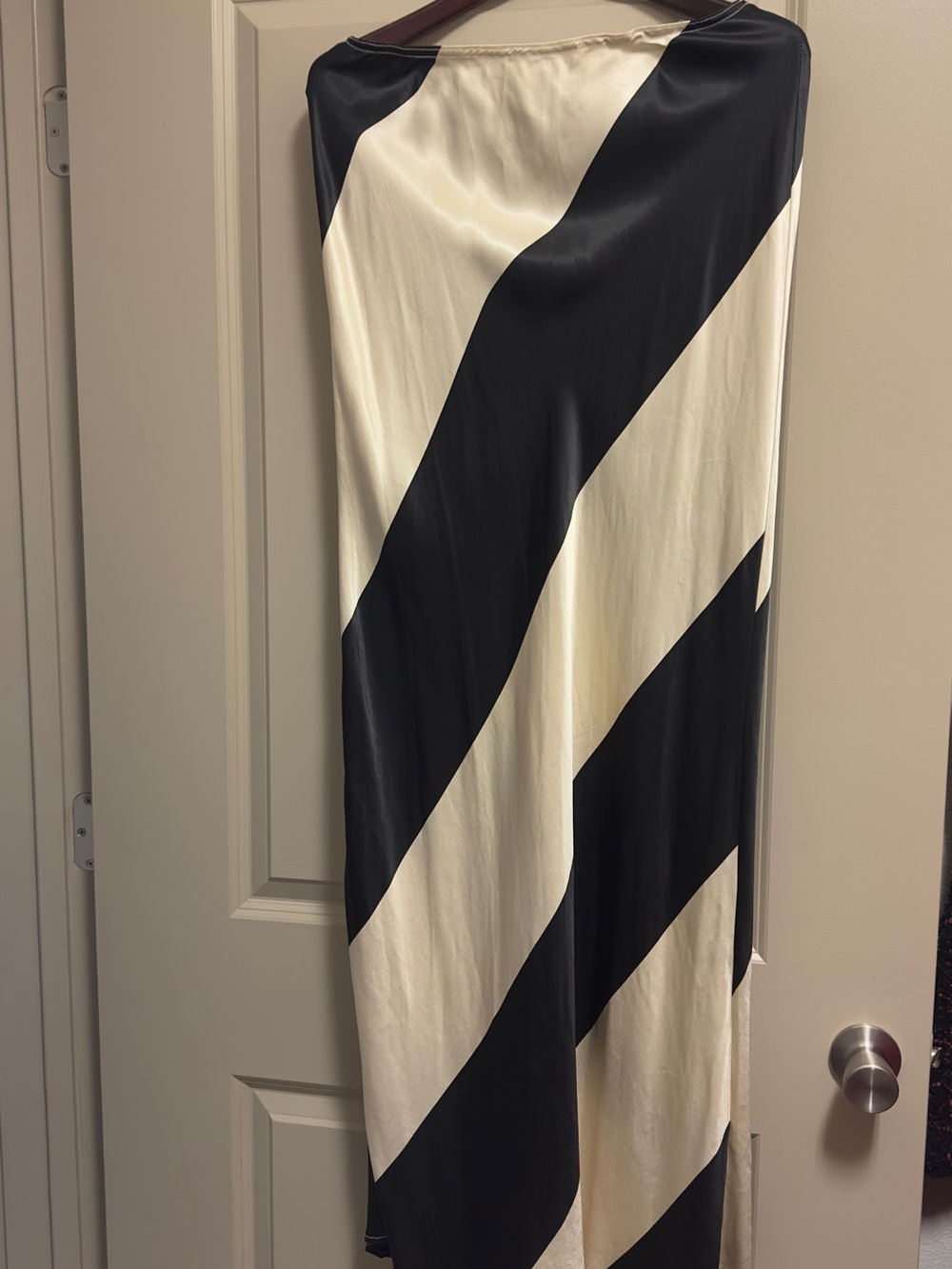 Topshop Black and Cream Diagonal Stripe Maxi Skirt